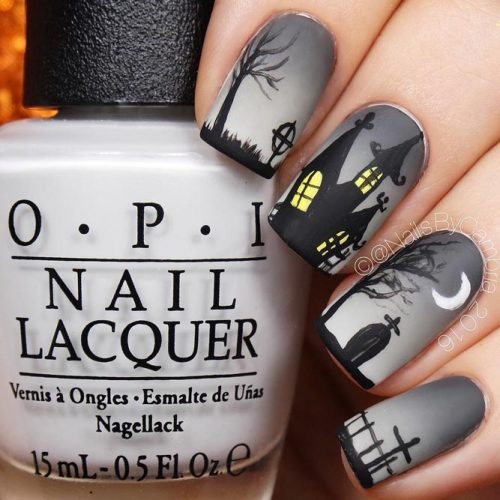 Haunted House Nails Nail Art Design
