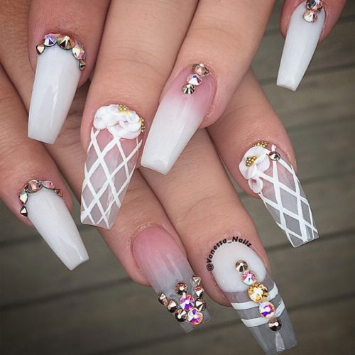 Cute White Coffin Nails picture 1