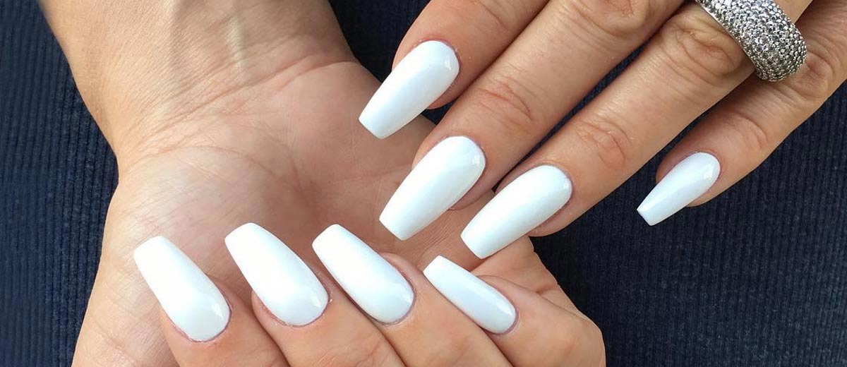 White Coffin Nails with Glitter Accent - wide 8