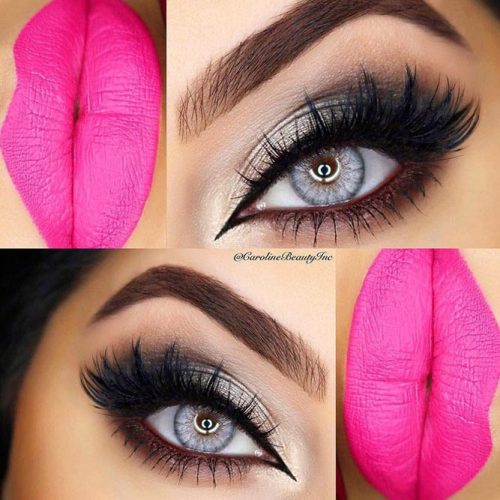 Cute Makeup Look with Black Liquid Eyeliner