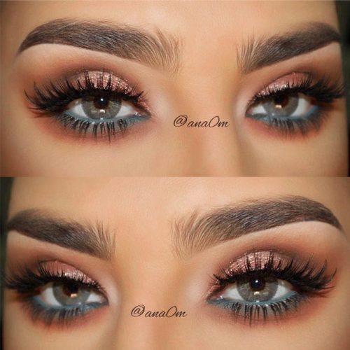 Shimmer Makeup Idea For Grey Eyes #shimmershadow #pencilline