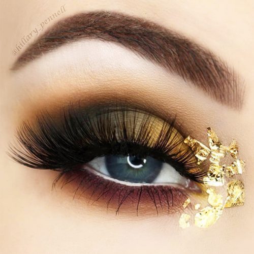 Eyes Makeup Ideas With Gold Glitter picture 3