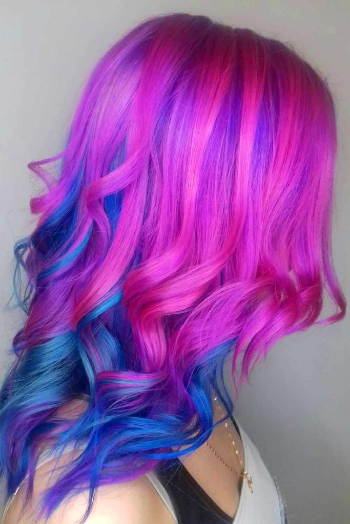 Purple and Blue Ombre With Bright Highlights