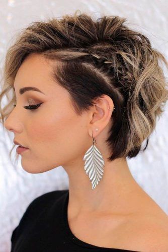 Curly Short Hair With Side Braid #braidedhairstyles #curlyhairstyles