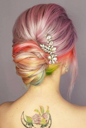 Rainbow French Updo Hairstyle For Prom #frenchupdo