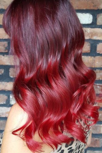 brown hair with bright red ombre