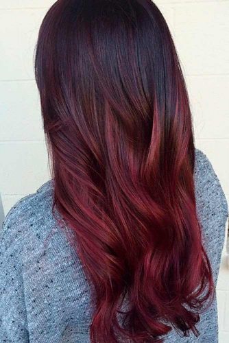 Natural Dark Hair With Dark Red Ombre #ombrehair #longhair #beautifulhairstyles