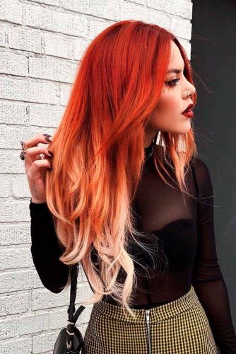 Red And Blonde Hair Ombre #ombrehair #longhair #beautifulhairstyles