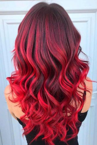 brown hair with bright red ombre