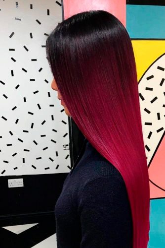 red ombre hair on black hair