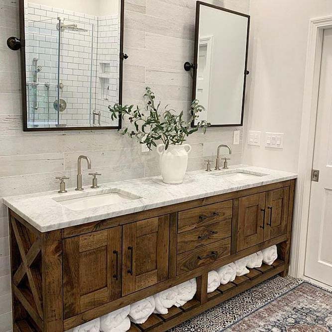 Rustic Bathroom Vanity With Storage Space #rusticvanity #woodenvanity