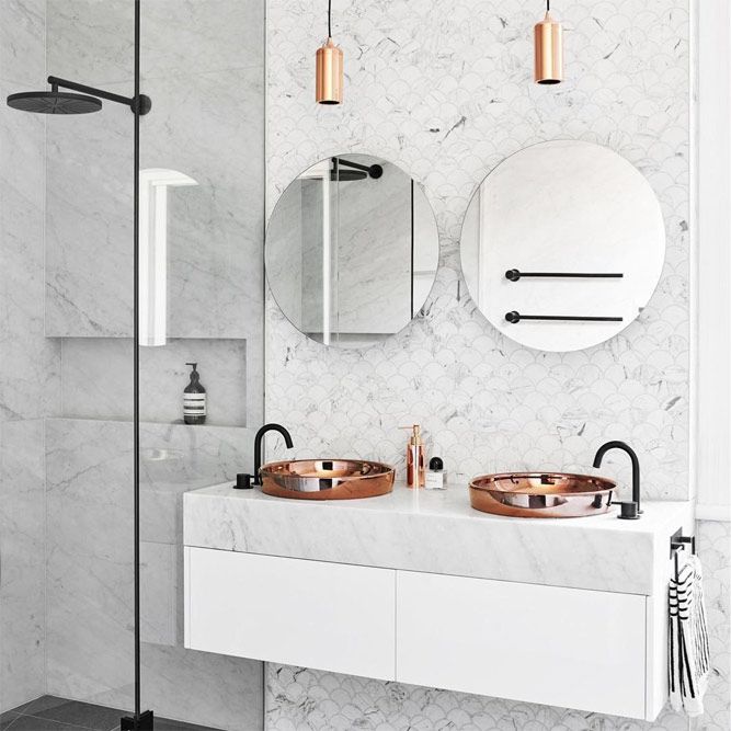 Modern Bathroom Vanity With Copper Washbowl #modernvanity #copperwashbowl