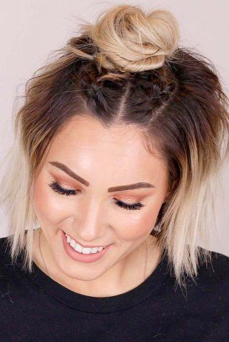 Image of Top Knot casual updo for short hair