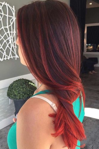 brown hair with red ombre