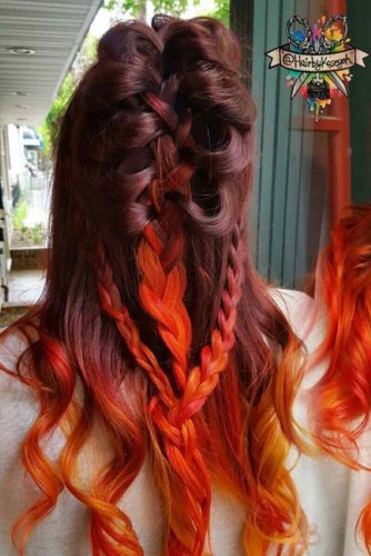 brown red orange ombre hair