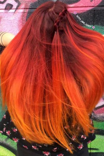 brown red orange ombre hair