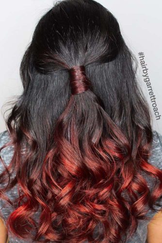 red ombre hair on black hair