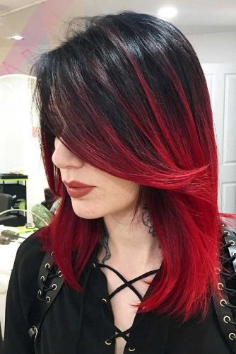 Red and Black Ombre for a Dramatic Punk Style