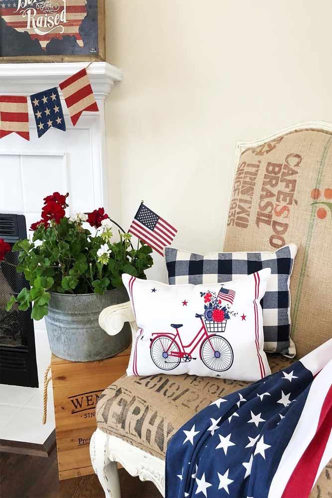 4th Of July Living Room Decorations #banner #pillows