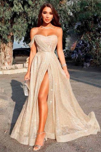 Sparkly Off-The-Shoulders Dress #sparklydress #longdress