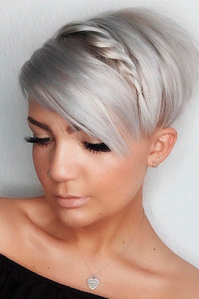 Long Pixie With Side Braid #pixiehairstyles #braidedhairstyles