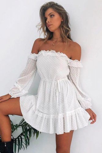 White Shoulder-Off Dress #whitedress #casualdress