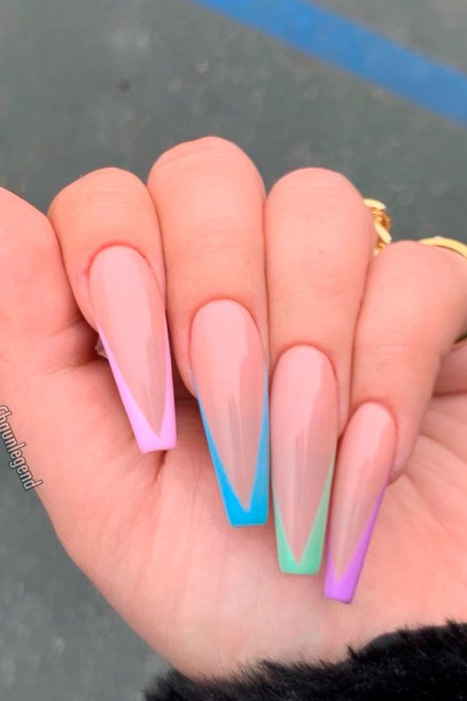 Colorful French Tips #colorfulnails #frenchtips