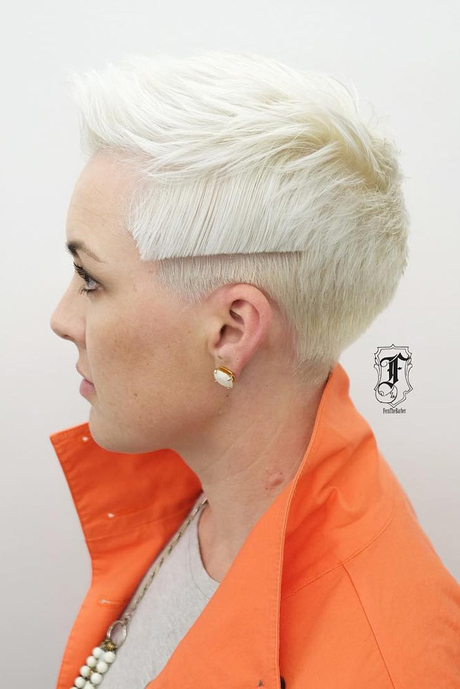 Edgy Blonde Undercut with Voluminous Brushed Back Texture and Shadow Roots  - The Latest Hairstyles for Men and Women (2020) - Hairstyleology