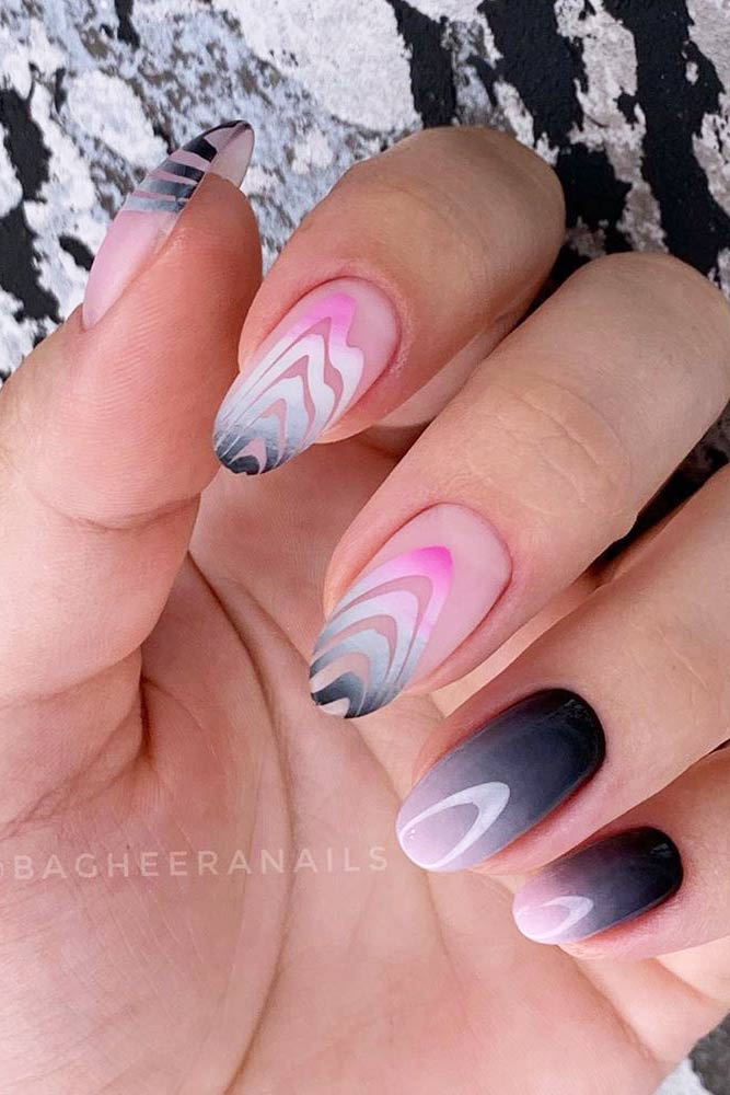 Ombre Nails With Gradient Art #matteart #ombrewaves