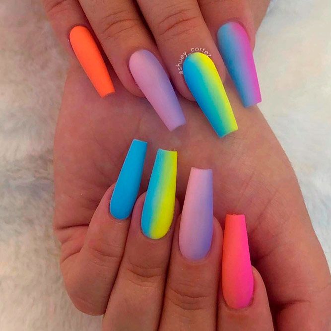 Matte Rainbow Nail Art #mattenails #rainbownails