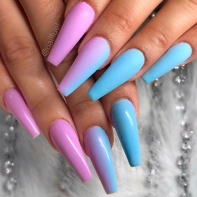 Matte Vertical Unicorn Rainbow Ombre Nails #mattenails #verticalombrenails