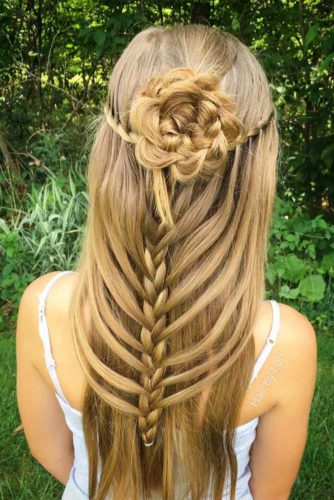 21 Pretty Rose Hairstyles for Long Hair - Ideas from Daily to Special Occasion