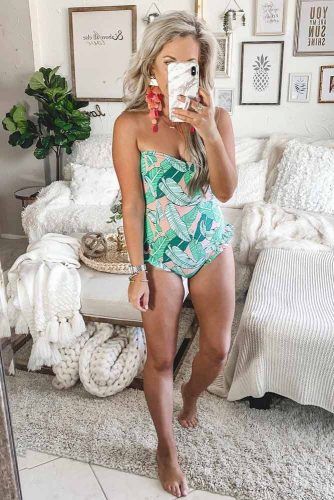 One Piece Swimsuit With Palm Print #palmprint