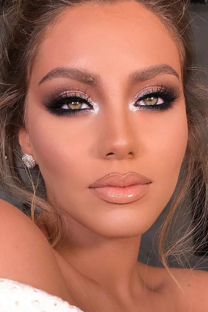 Shimmer Smokey Eyes With Nude Lips #shimmersmokey #nudelipgloss