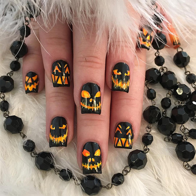 17+ Jack O Lantern Nail Art