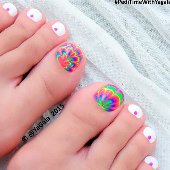 Bright Colored Toe Nail Art