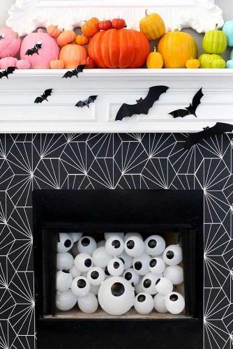 Fireplace Halloween Decorations #fireplace #bats