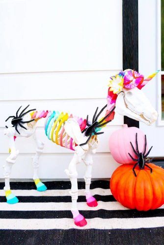 Unicorn Skeleton Halloween Decorations #unicornskeleton #outdoordecorations
