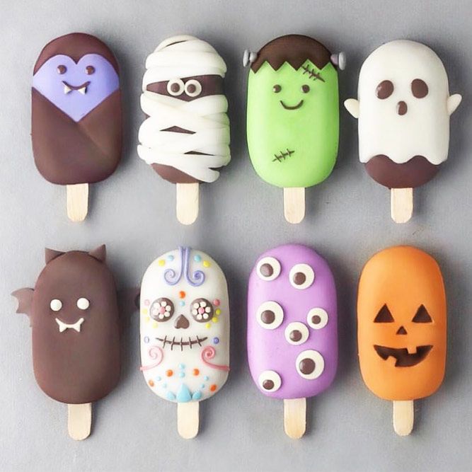 Halloween Ice Cream Pops #bat #skull #monster