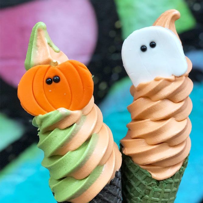 Pumpkin And Ghost Ice Cream Idea #halloweenicecream #pumkin #ghost