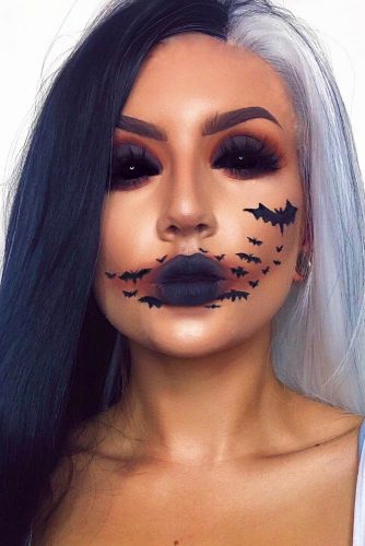 Bats Halloween Makeup Idea #bats #blackeyes