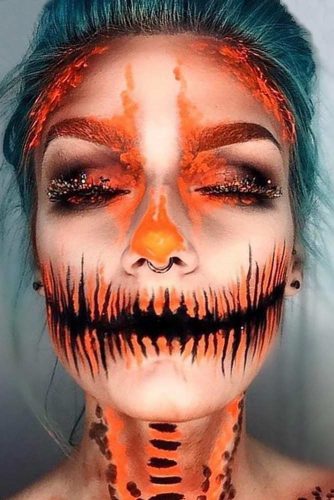 Pumpkin Carving Makeup Idea #pumpkin