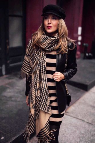 Outfit Ideas With Scarf And Sweater Dress #falloutfit #stylishlook