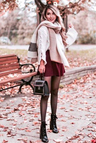 How To Wear a Scarf With Skirt #falloutfit #stylishlook