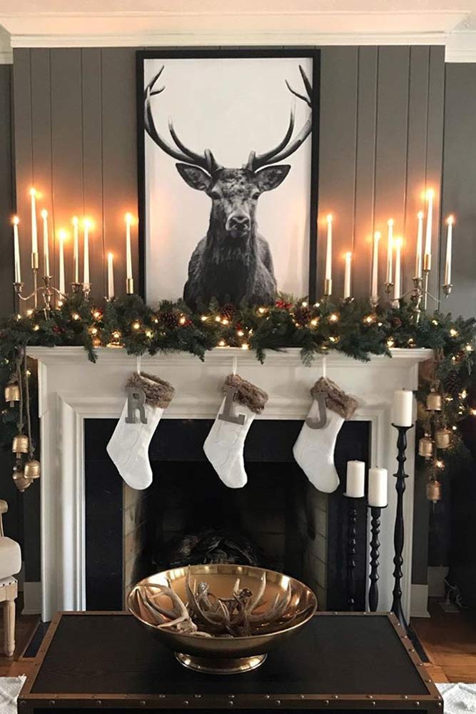 Modern Fireplace Decorations With Candles #socks