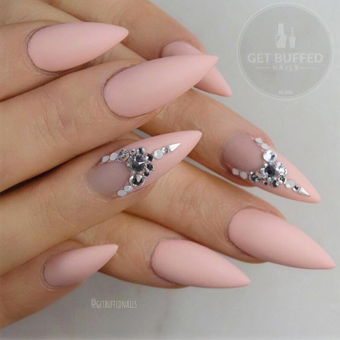 Peach Stiletto Nail Design