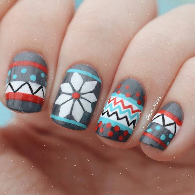 Colorful Sweater Nails #brightnails #stylishnails