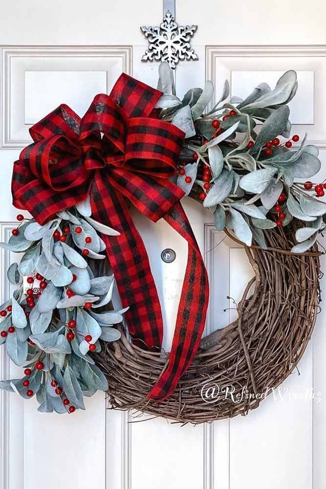 Snowman Christmas Wreath Design #snowman #plaidprint