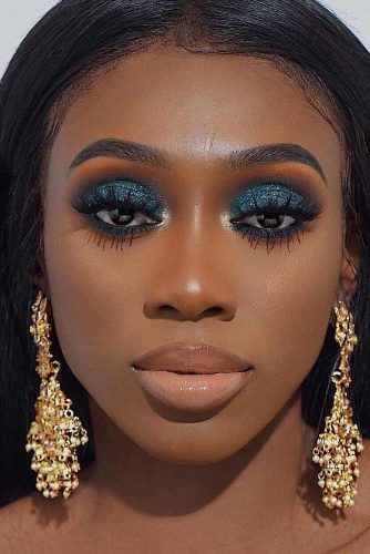 Glitter Blue Smokey Makeup Look #glittersmokey