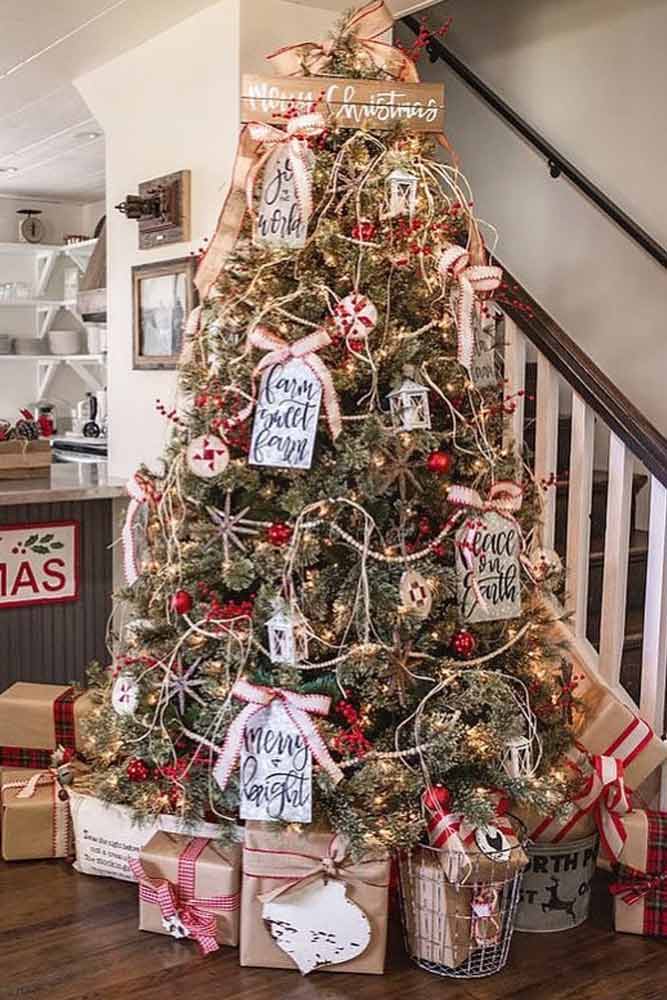 Rustic Christmas Tree Decorations #rustic 